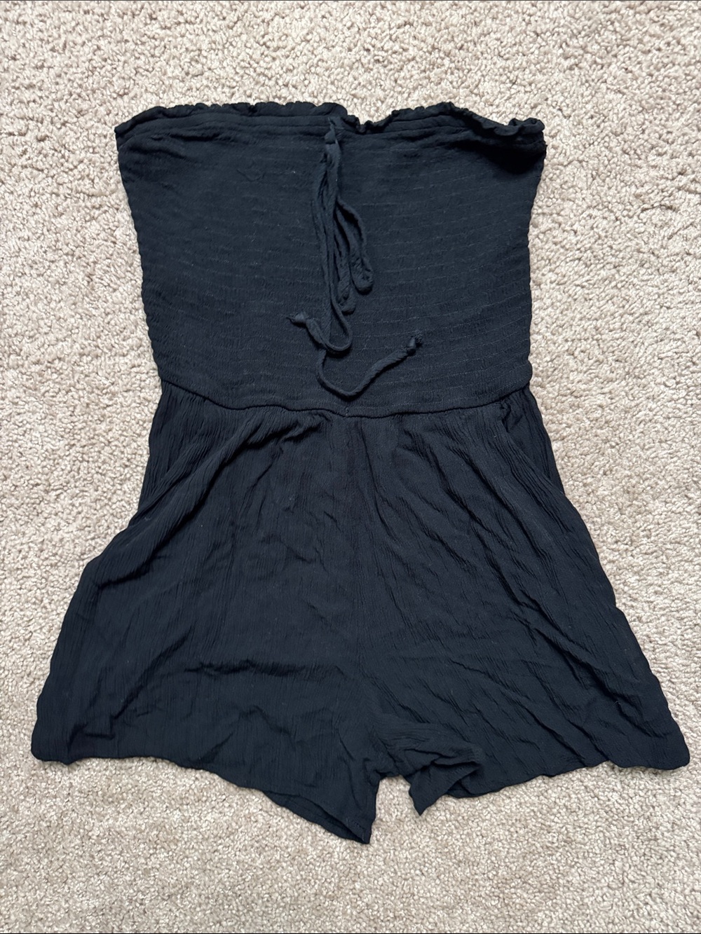 Black Strapless Girls' One-Piece Romper